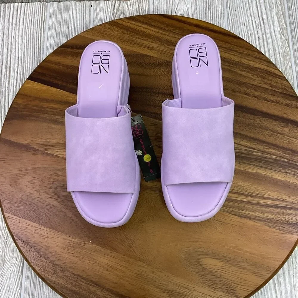 Brand New NOBO No Boundaries Women's 6 Purple Platform Slip on Sandals Open